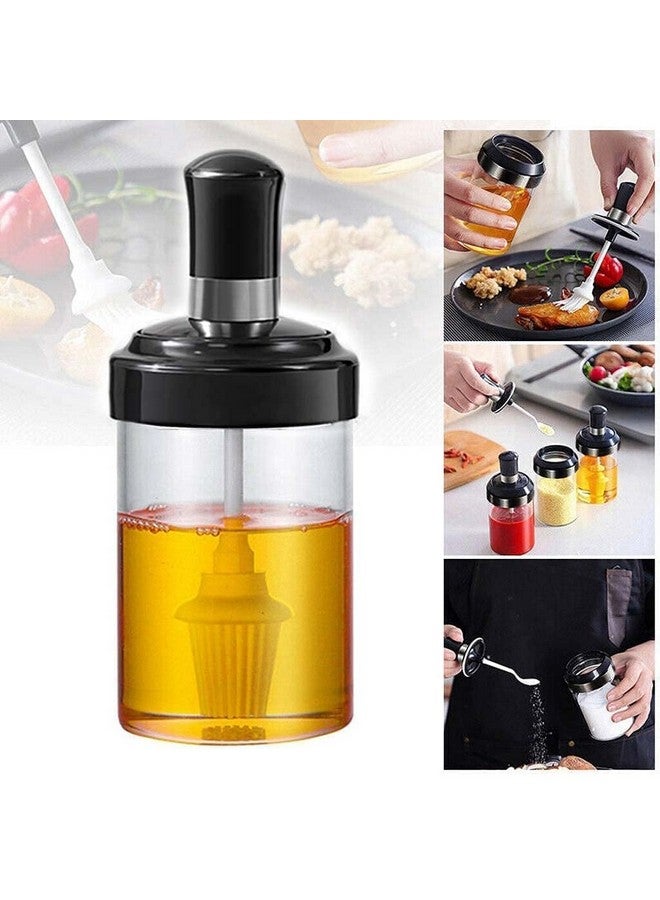 KIRMIT Oil Dispenser Bottle with Silicone Brush 250ML - Leakproof Transparent Jar for Cooking, Baking, BBQ | Versatile Oil Container with Brush for Oil (Black) - Image 2