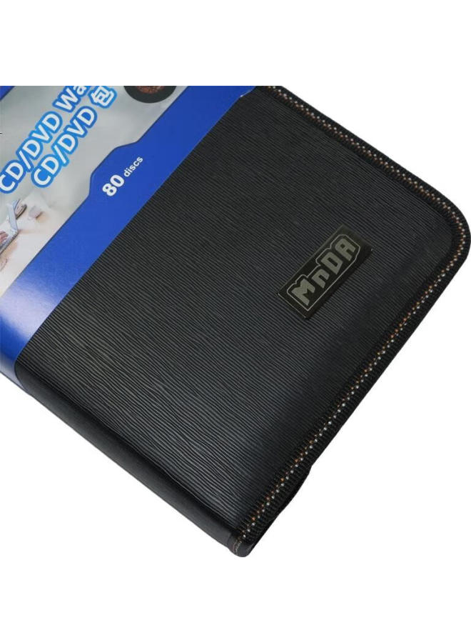 Mnda High Quality Faux Leather Cd/Dvd Disc Storage Case, Holds 80 Discs, Car Cd Holder - Image 1