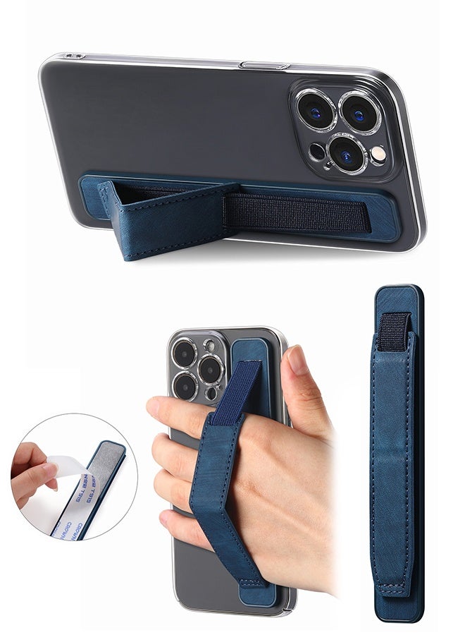 Phone Strap Grip Cell Phone Holder, Wrist Band Telescopic Phone Finger Strap Stand, Phone Case Accessories, Universal Finger Kickstand for Most Smartphone (Blue) - Image 1