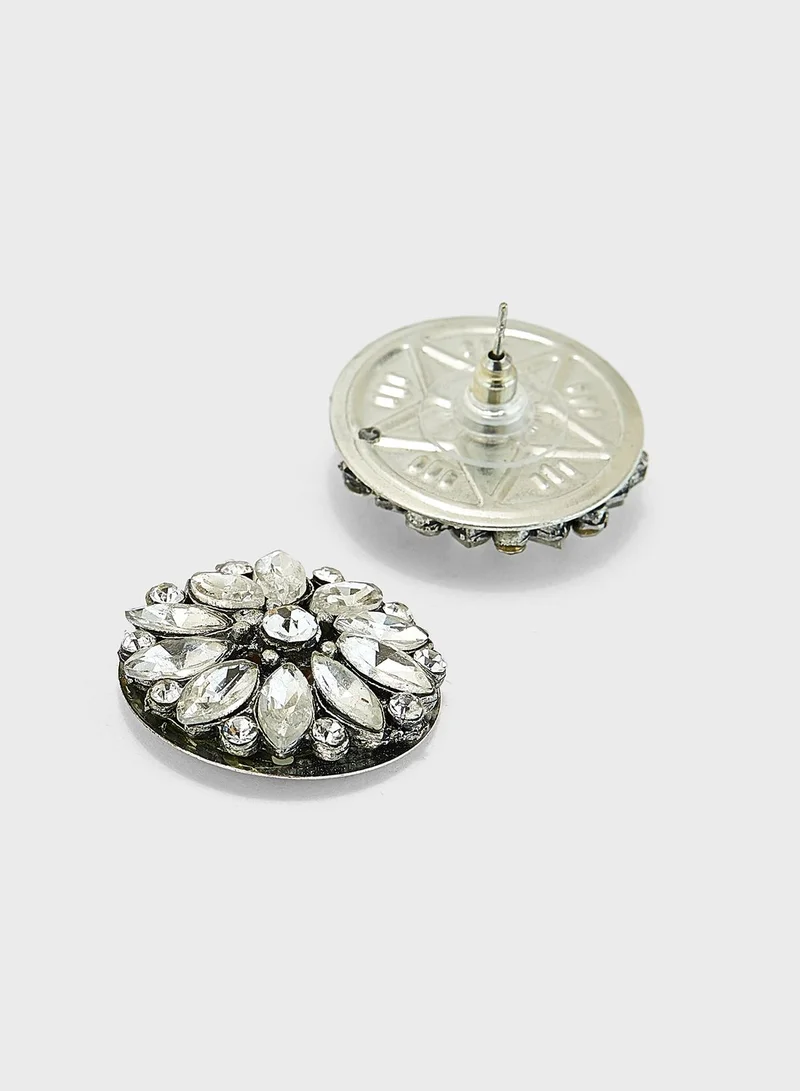 Pipa Bella Mirror & Stone Embellished Earrings