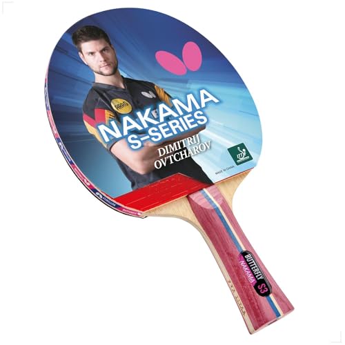 Butterfly Nakama S-3 Table Tennis Racket – Professional ITTF Approved Butterfly Ping Pong Paddle – Flextra Rubber – Carbon Ping Pong Paddle – 2 Ping Pong Balls Included - Image 1