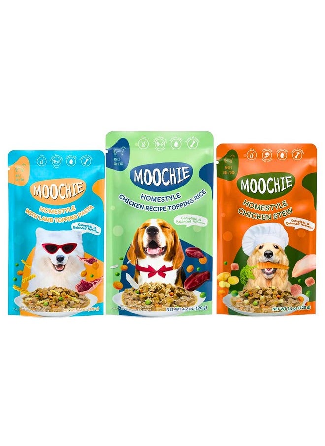 Moochie Homestyle Wet Dog Food, Grain Free Gavy Meal, Variety Pack With Lamb Topping Pasta, Chicken Recipe Topping Rice & Chicken Stew, High Protein Gravy Foods For Adult Dogs (120G X 24) - pzsku/Z43735163B6C126D16DF0Z/45/_/1735817695/cce42988-709d-4c0c-8096-a84f5778ae2d