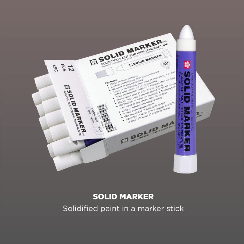SAKURA SOLID MARKER Sakura Solid Paint Markers - Permanent Marker Paint Pens - Window, Wood, & Glass Marker - White Paint - 12 Pack - Image 2