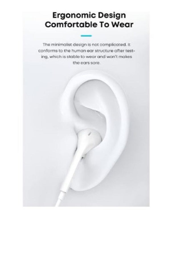 tenplus Original Type C Earphones Compatible With iPhone 15 and all Devices With a Type C Port White Color  - Image 4