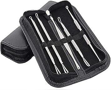 Professional Blackhead Remover Tool Kit Facial Blackhead Acne Pimple Popper Remover Vacuum Spot Picking Tweezers Kit Set Milia Remover Popping Stainless Steel Tool Kit with Case - Image 2