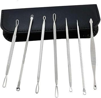 Professional Blackhead Remover Tool Kit Facial Blackhead Acne Pimple Popper Remover Vacuum Spot Picking Tweezers Kit Set Milia Remover Popping Stainless Steel Tool Kit with Case - Image 5