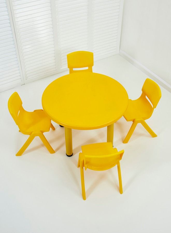 JSAITOYS 5 Pieces Yellow Color Kids Round Table And Plastic Chair - Image 1