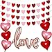 PERFQU Heart Garland Banner Valentines Day Heart Garland Valentines Day Balloons Decoration With 40 Love Banner Balloons 18 Star Heart Balloons for Valentines Day Party Decorations Wedding Photo Props - Image 2