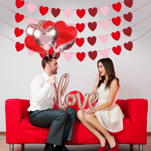 PERFQU Heart Garland Banner Valentines Day Heart Garland Valentines Day Balloons Decoration With 40 Love Banner Balloons 18 Star Heart Balloons for Valentines Day Party Decorations Wedding Photo Props - Image 5