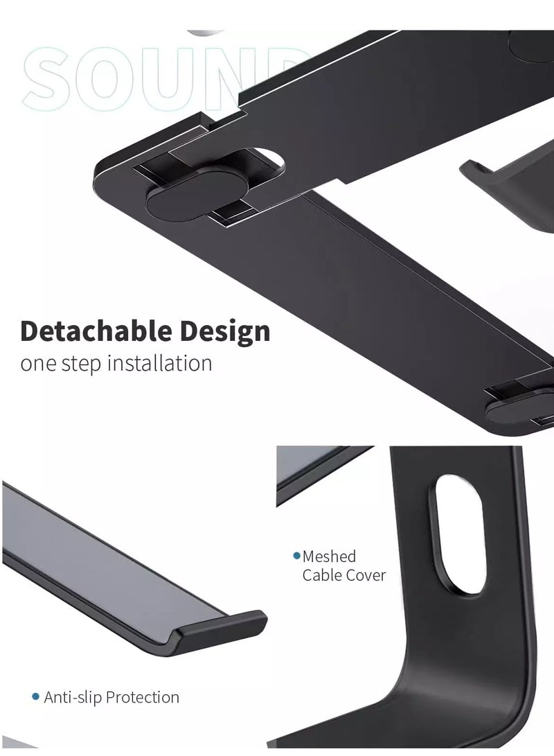 حامل كمبيوتر محمول Z1، حامل كمبيوتر من الألومنيوم، مصعد كمبيوتر محمول مريح للمكتب، حامل معدني متوافق مع كمبيوتر محمول مقاس 10 إلى 15.6 بوصة، فضي - Image 2