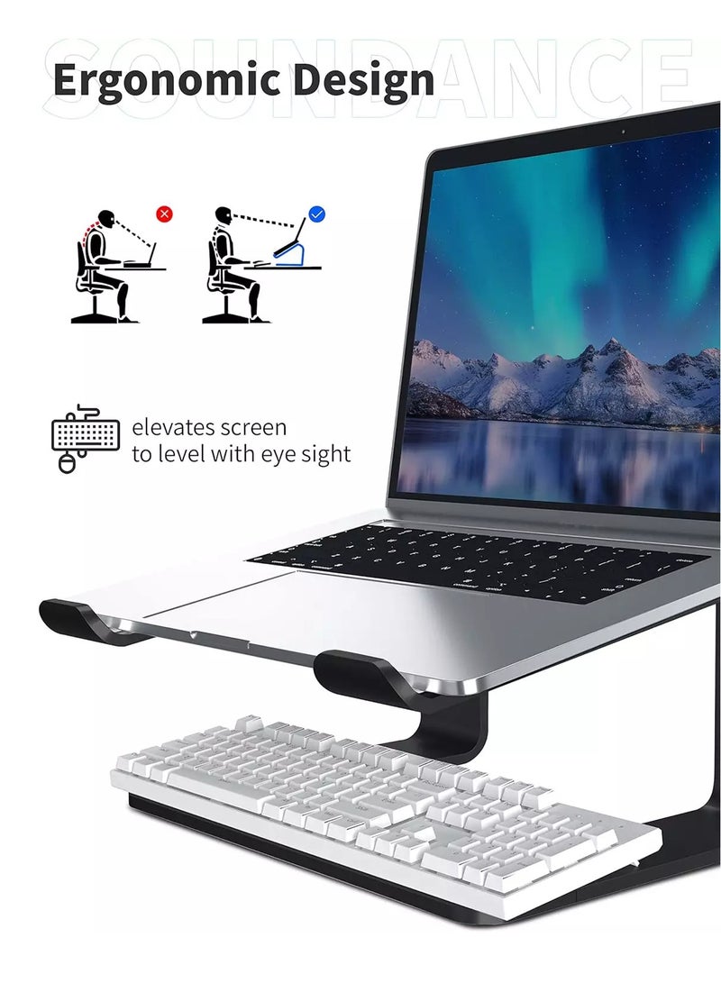 حامل كمبيوتر محمول Z1، حامل كمبيوتر من الألومنيوم، مصعد كمبيوتر محمول مريح للمكتب، حامل معدني متوافق مع كمبيوتر محمول مقاس 10 إلى 15.6 بوصة، فضي - Image 5