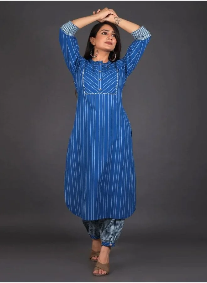 زيري سوق Ocean Blue Lantern Pant Kurta Set