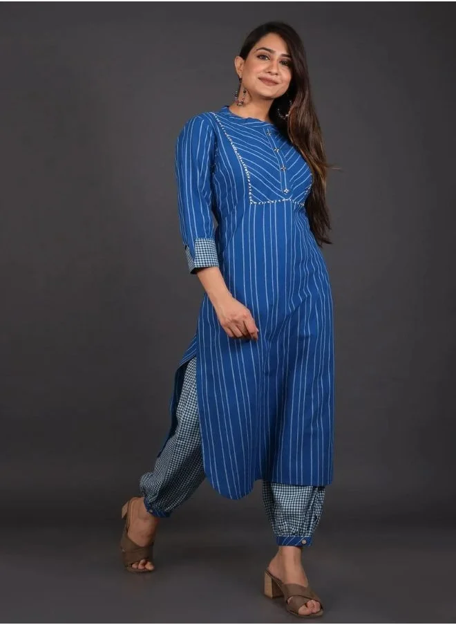 ZERESOUQ Ocean Blue Lantern Pant Kurta Set