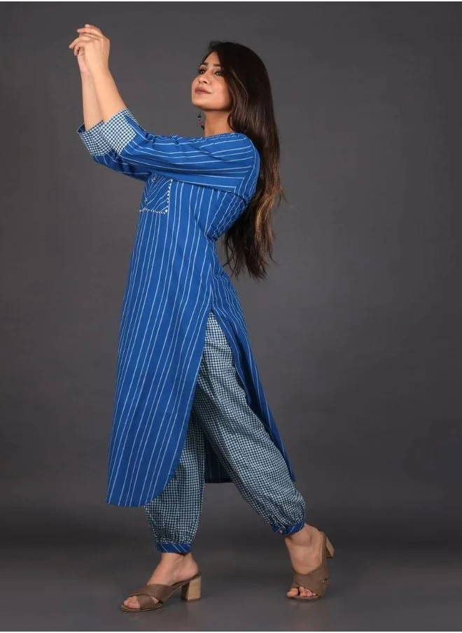 ZERESOUQ Ocean Blue Lantern Pant Kurta Set