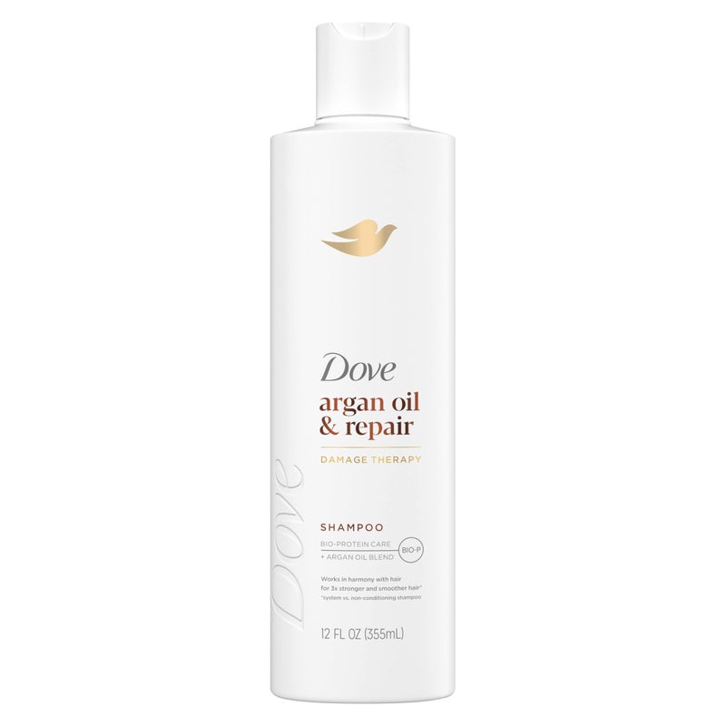 Dove Shampoo Argan Oil & Repair for Fine Hair with Bio-Protein Care Technology and Argan Oil Blend 12 Fl Oz - Image 1