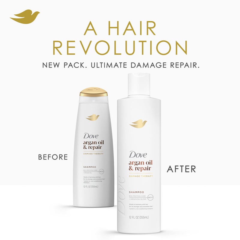 Dove Shampoo Argan Oil & Repair for Fine Hair with Bio-Protein Care Technology and Argan Oil Blend 12 Fl Oz - Image 3