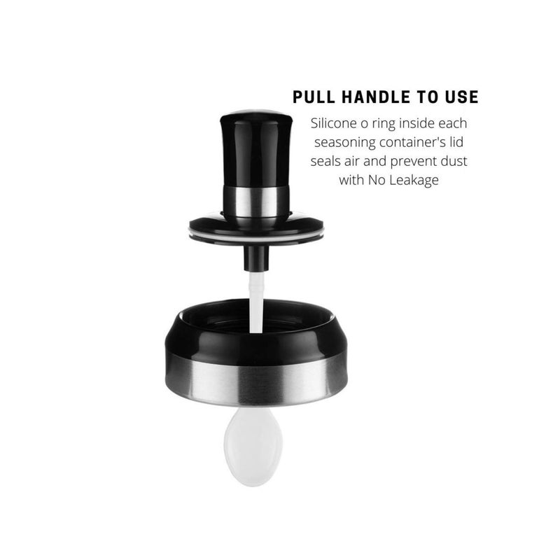 SOLARAE برطمان صلصة حاوية سكر زجاجية مجموعة ملعقة مع غطاء حاويات تخزين التوابل الملح السكر لمطبخ تخزين الطعام مع ملصق زخرفي 9.7 أونصة / 280 مل - Image 2