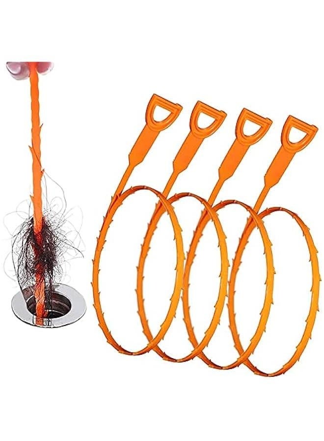 Drain Clog Remover Snake, Plumbing Toilet Hair Snake Drain Cleaner Auger Catcher for Kitchen, Sink, Bathroom, Tub, Shower(4 Pack 20inch) - Image 1