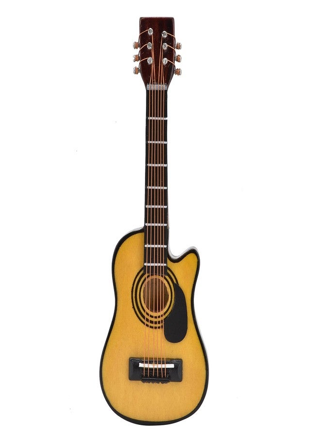 Zerodis 1/12 Scale Dollhouse Miniature Guitar Mini Musical Instrument Wooden Model Replica Festival Decoration Dollhouse Accessories(Ballad Guitar) - Image 1