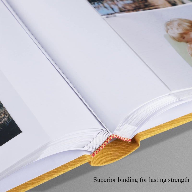 1DOT2 Photo Album with Writing Space 50 Pages 4x6 Photos Hold 200 or 5x7 Pictures Hold 100  Linen Cover Small Photo Book Albums with Memo for Anniversary Wedding Baby (Indian Yellow) - Image 4
