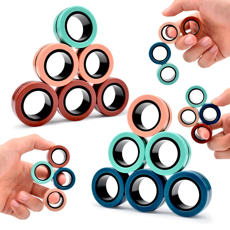 Cevioce 12 PCS Magnetic Ring Fidget Toys SetADHD Anxiety Magnetic Finger Spinner Pack for Teens Adults and KidsCoolest Magnet Stress Relief Toy for 8 Year Old Boys Girls Present - Image 3