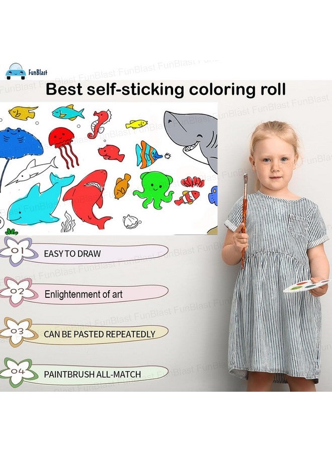 فنبلاست لفافة رسم للأطفال من فن بلاست، لفافة ورق تلوين للأطفال، 30 × 300 سم، لفافة ورق رسم يدوية، لفافة فنية لاصقة للأطفال، ألعاب تعليمية مبكرة للأطفال (موضوع تحت الماء) - Image 2