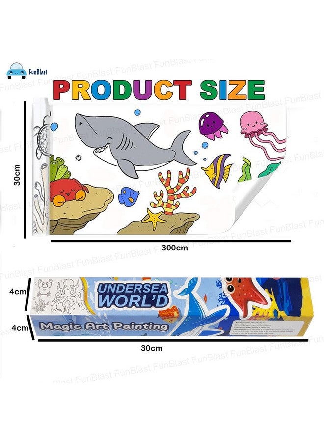 فنبلاست لفافة رسم للأطفال من فن بلاست، لفافة ورق تلوين للأطفال، 30 × 300 سم، لفافة ورق رسم يدوية، لفافة فنية لاصقة للأطفال، ألعاب تعليمية مبكرة للأطفال (موضوع تحت الماء) - Image 3