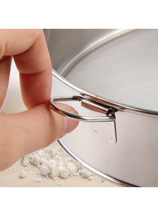 60 Mesh Baking Tools Round Sugar Sieve 304 Stainless Steel Hand-held Flour Sieve 40 Mesh Screen Sieve-Specifications:Side 201 Net 304 Material Without Hanging Ring-Color:15cm  - Image 3