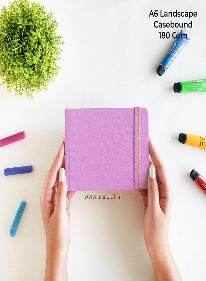 MENORAH Paper Sketchbooks for Artists A6, 180 GSM (Pack of 2 Combo, 100 Pages/50 Sheets), Landscape (10.5 Cm X 14.8 Cm X 14.8 Cm) & Portrait, Completely Handmade-Combo- Lavender - Image 2