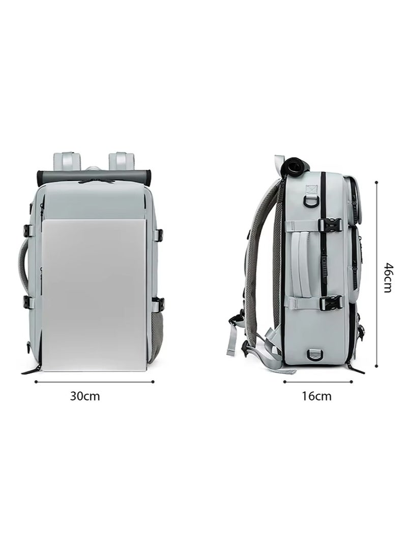 Leon Home Business Travel Shoulder Bag, Large Capacity Ultra-Lightweight Multi-Functional Luggage Bag, Expandable Waterproof Laptop Backpack, Handbag Crossbody Bag with USB Charging Port, Can Hold a 16-inch Laptop, Suitable for Travel, Office Use, Business Trips, Computers, and Outdoor Camping. Gray - Image 2