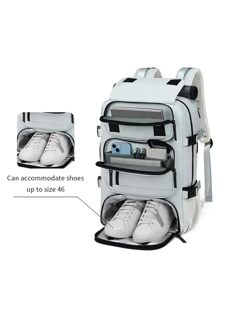 Leon Home Business Travel Shoulder Bag, Large Capacity Ultra-Lightweight Multi-Functional Luggage Bag, Expandable Waterproof Laptop Backpack, Handbag Crossbody Bag with USB Charging Port, Can Hold a 16-inch Laptop, Suitable for Travel, Office Use, Business Trips, Computers, and Outdoor Camping. Gray - Image 4