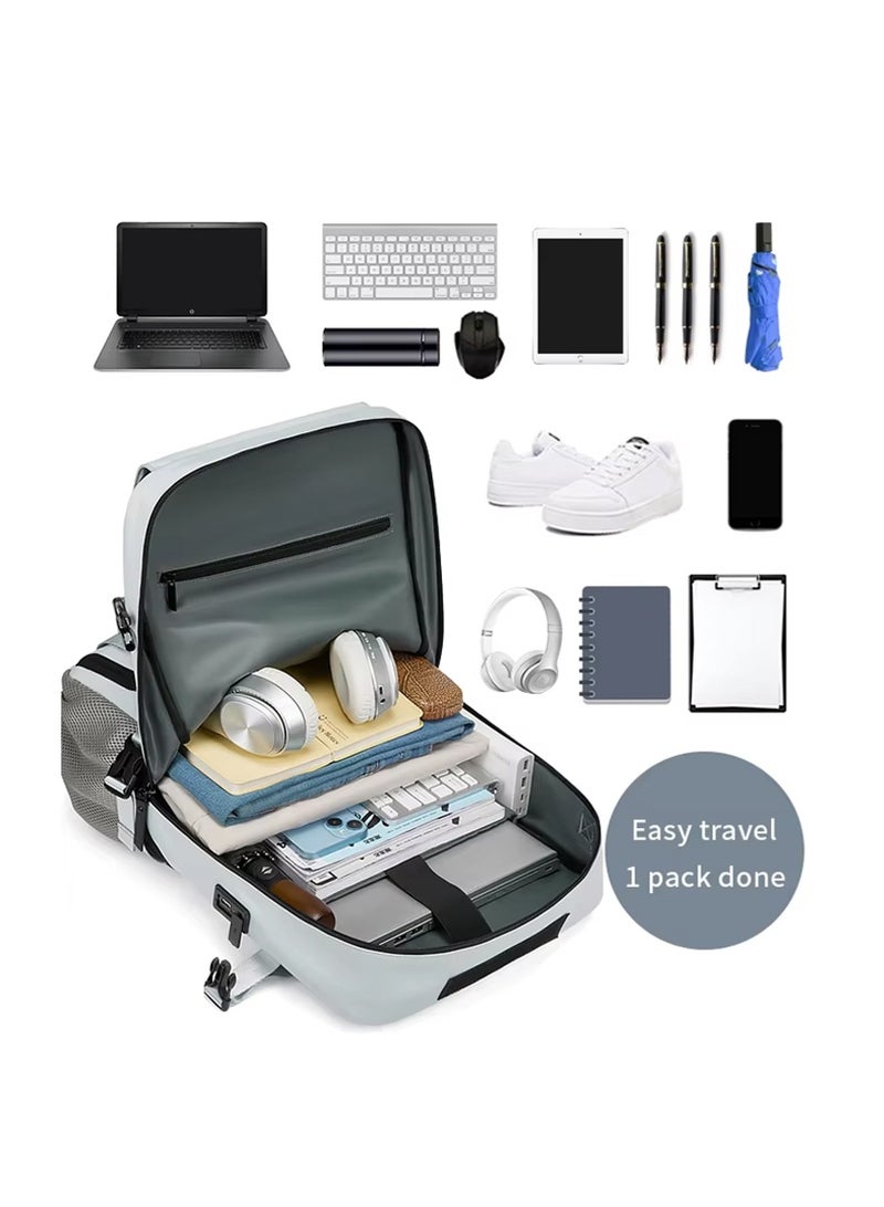 Leon Home Business Travel Shoulder Bag, Large Capacity Ultra-Lightweight Multi-Functional Luggage Bag, Expandable Waterproof Laptop Backpack, Handbag Crossbody Bag with USB Charging Port, Can Hold a 16-inch Laptop, Suitable for Travel, Office Use, Business Trips, Computers, and Outdoor Camping. Gray - Image 5