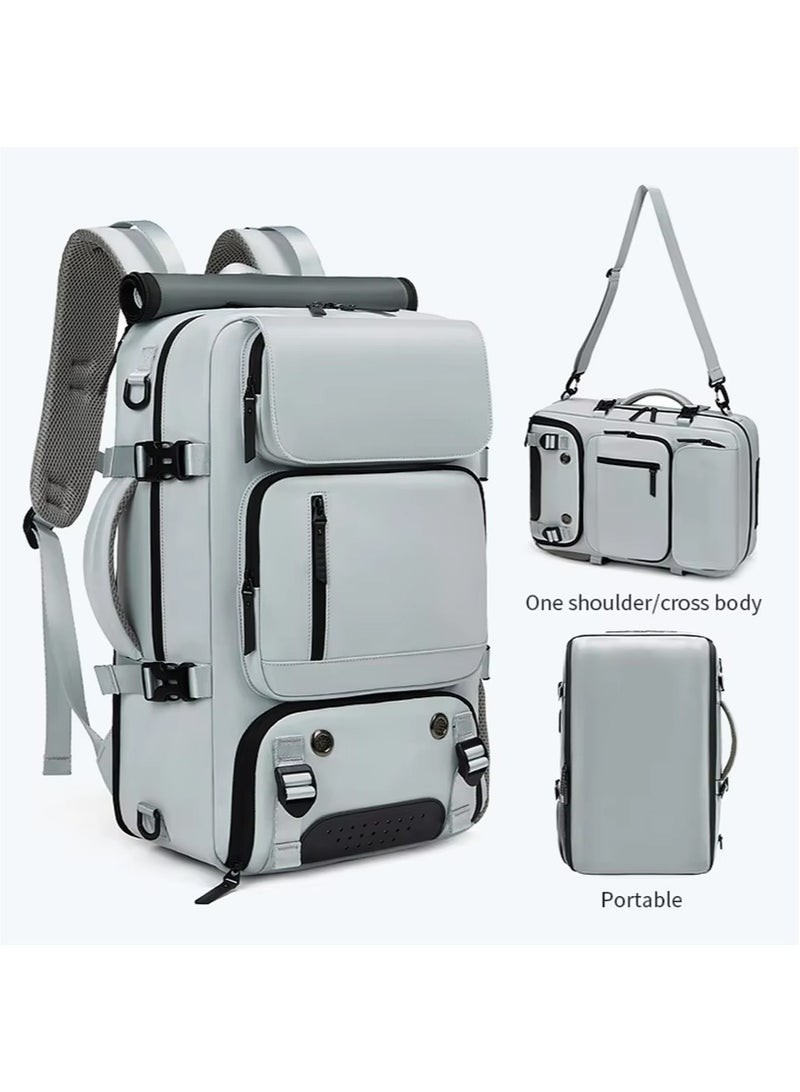 Leon Home Business Travel Shoulder Bag, Large Capacity Ultra-Lightweight Multi-Functional Luggage Bag, Expandable Waterproof Laptop Backpack, Handbag Crossbody Bag with USB Charging Port, Can Hold a 16-inch Laptop, Suitable for Travel, Office Use, Business Trips, Computers, and Outdoor Camping. Gray - Image 3