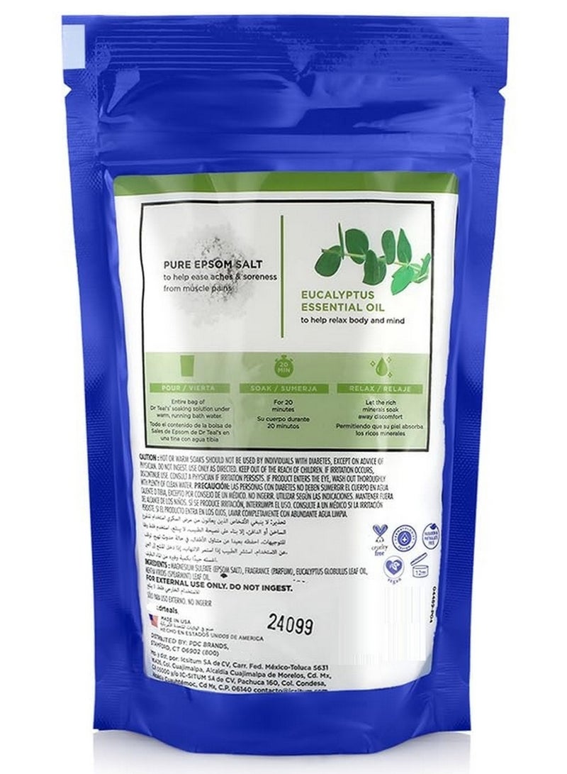 Dr Teal's Pure Epsom Salt Soaking Solution Relax & Relief With Eucalyptus & Spearmint Essential Oils 450G - Image 2