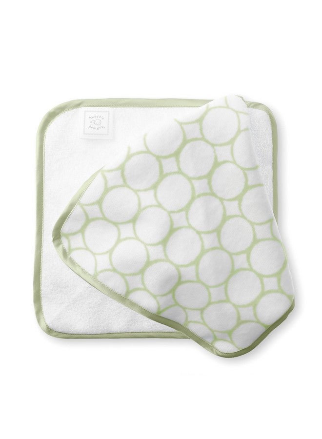 SwaddleDesigns Organic Cotton Terry Velour Washcloths for Baby/Toddler, Absorbent with Satin Trim, Set of 2, Kiwi Mod Circles - Image 2