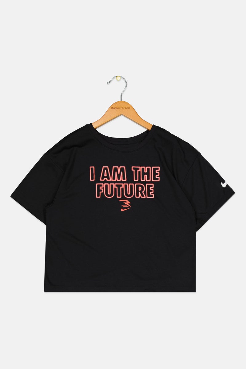 Nike 3Brand by Russell Wilson Kids Girl Sportswear Fit Short Sleeve Training T-Shirt, Black - Image 1