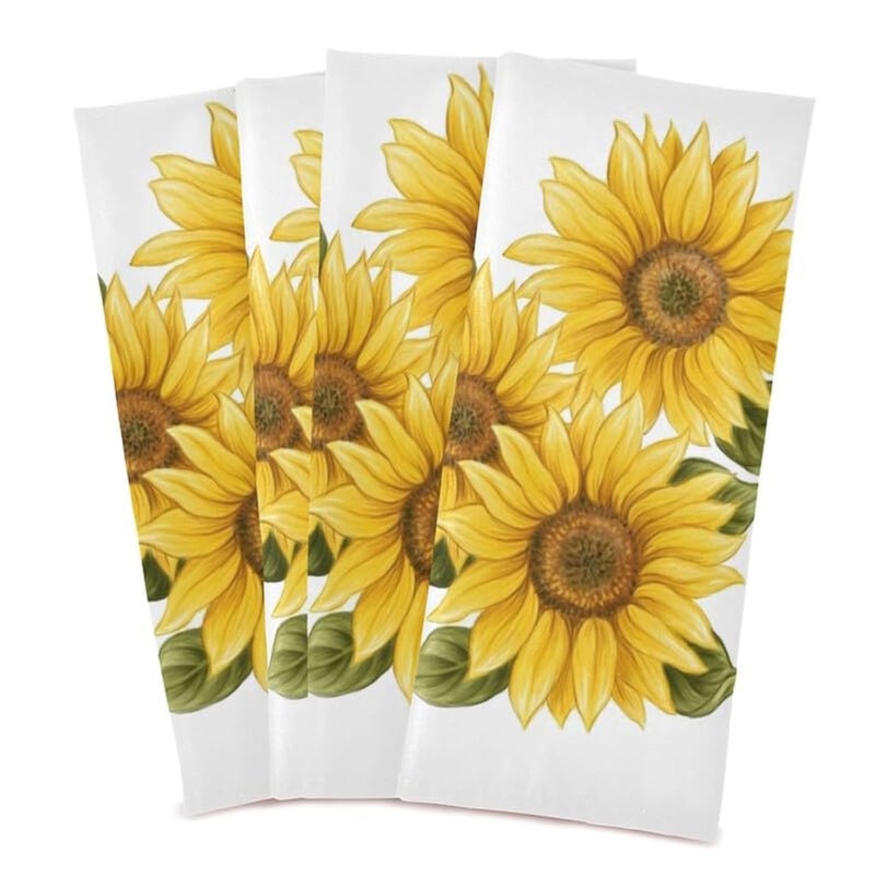 Sunflower Kitchen Towels Dish Towel Ultra Absorbent Fast Drying Tea Towels 28x18 Inches for Cooking Baking Household Cleaning Set of 4
