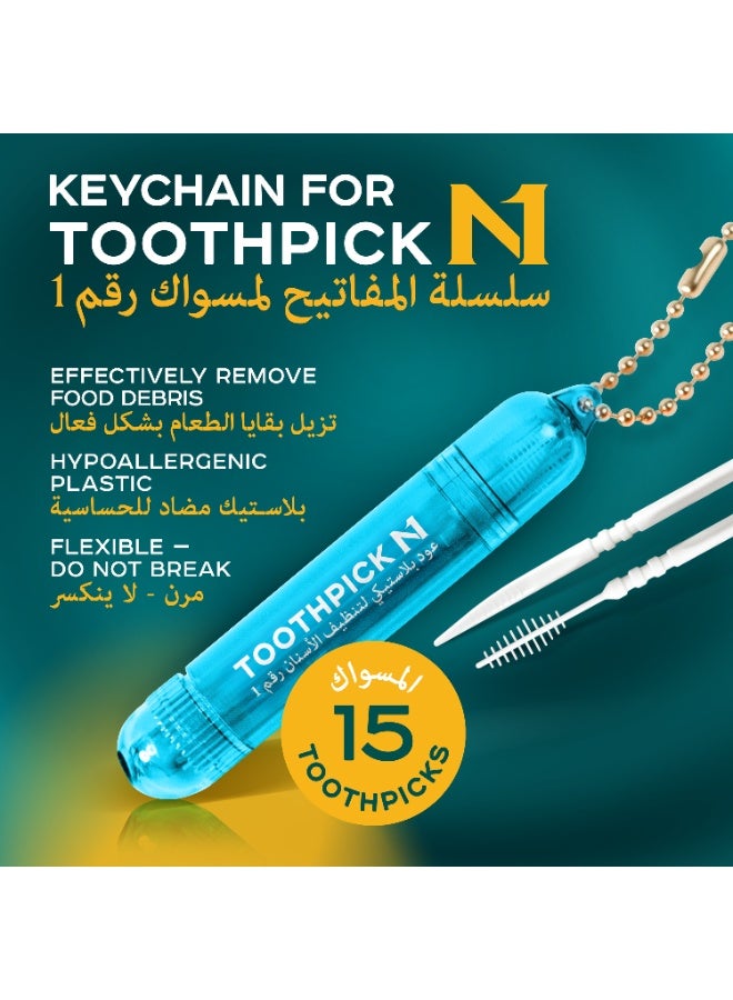 N1 Portable Plastic Toothpicks with Refillable Keychain Case, 15 PCS - Image 4