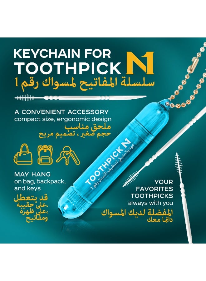 N1 Portable Plastic Toothpicks with Refillable Keychain Case, 15 PCS - Image 3