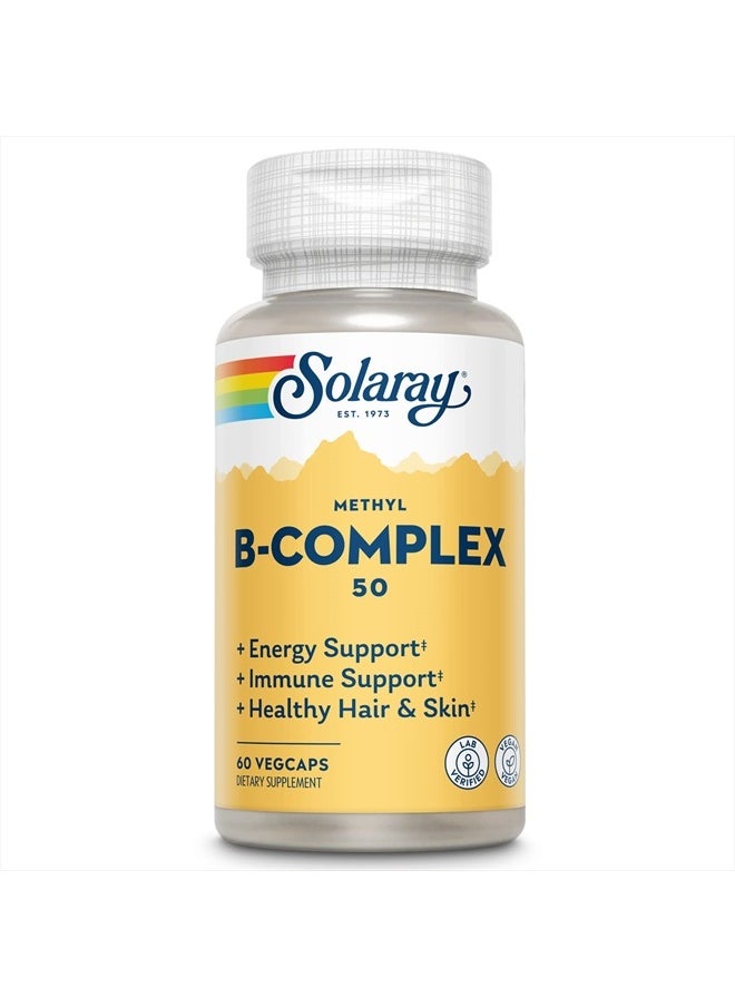 Solaray Solaray Methyl B-Complex 50mg | Methylated Forms of Folate & B-12 | Healthy Hair & Skin, Nerves, Immune Function & Metabolism Support | 60 VegCaps  - Image 1
