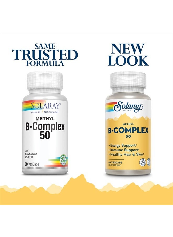 Solaray Solaray Methyl B-Complex 50mg | Methylated Forms of Folate & B-12 | Healthy Hair & Skin, Nerves, Immune Function & Metabolism Support | 60 VegCaps  - Image 2