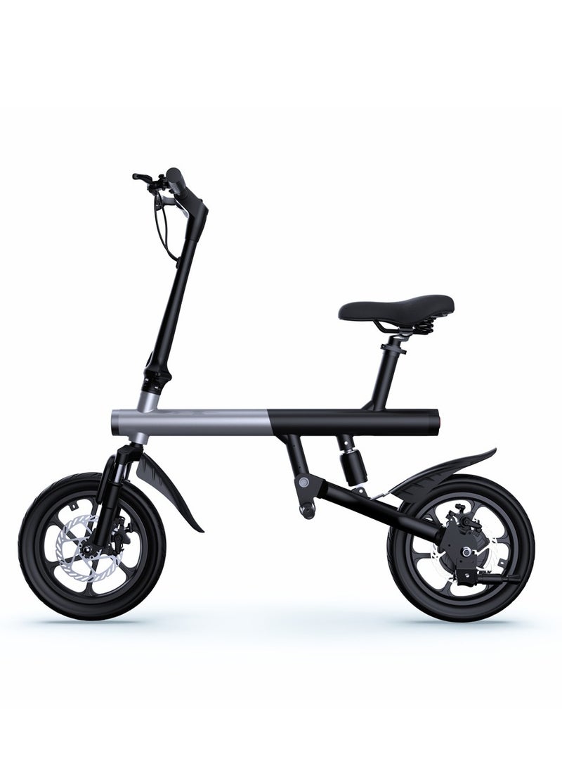 C4 350W Folding E-Bike 14" Hub Motor, 36V Battery, Max 40KMm/H Speed Bicycle, 15-25KM Range, Double Shock Absorbers E-Scooter, Bluetooth App, LED Headlights, LCD Display, 150KG Load Capacity