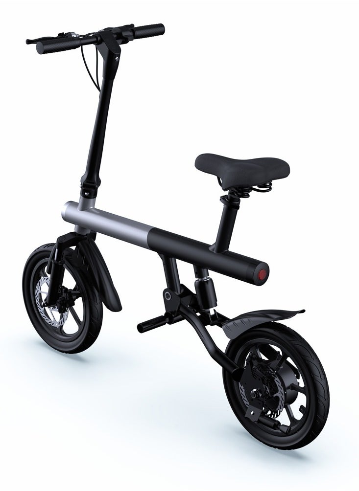 C4 350W Folding E-Bike 14" Hub Motor, 36V Battery, Max 40KMm/H Speed Bicycle, 15-25KM Range, Double Shock Absorbers E-Scooter, Bluetooth App, LED Headlights, LCD Display, 150KG Load Capacity