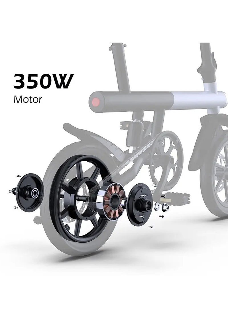 C4 350W Folding E-Bike 14" Hub Motor, 36V Battery, Max 40KMm/H Speed Bicycle, 15-25KM Range, Double Shock Absorbers E-Scooter, Bluetooth App, LED Headlights, LCD Display, 150KG Load Capacity