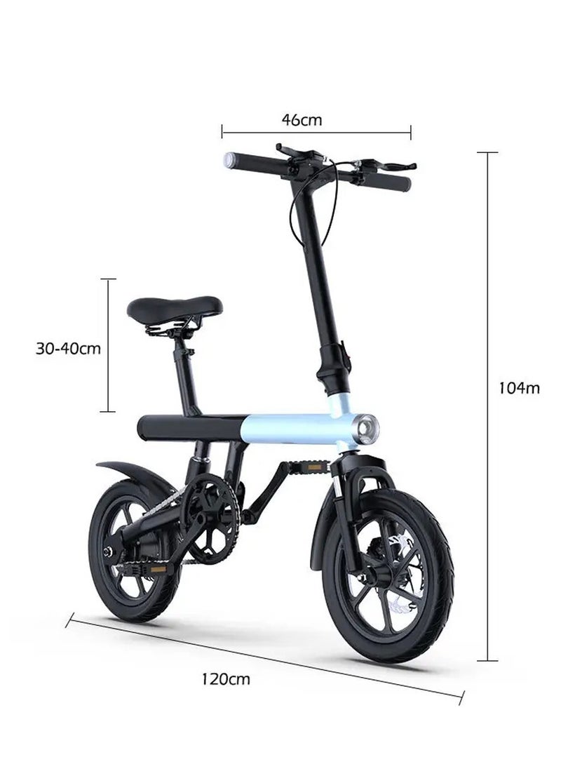 C4 350W Folding E-Bike 14" Hub Motor, 36V Battery, Max 40KMm/H Speed Bicycle, 15-25KM Range, Double Shock Absorbers E-Scooter, Bluetooth App, LED Headlights, LCD Display, 150KG Load Capacity