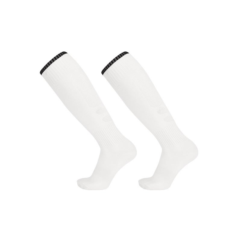 Summer Thin High-Top Soccer Socks Non-Slip Over-Knee Sports white and black 