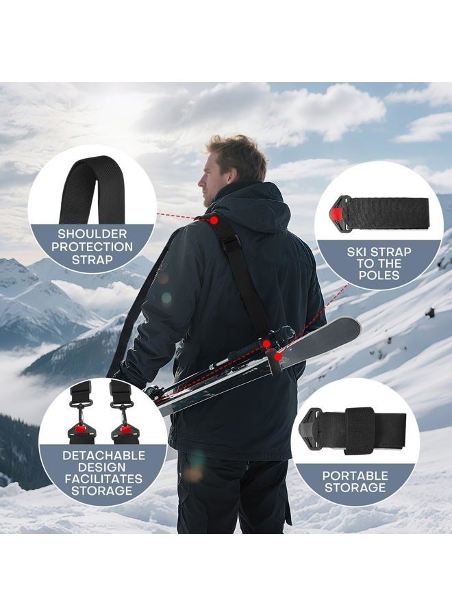 YEESOOM Ski Strap and Pole Carrier 2 Pack, Ski Carrier Straps, Poles and Boot Skis Straps, Avoid The Struggle and Effortlessly Transport Your Ski Gear, Features Shoulder Sling, Black - Image 3