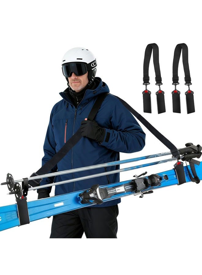 YEESOOM Ski Strap and Pole Carrier 2 Pack, Ski Carrier Straps, Poles and Boot Skis Straps, Avoid The Struggle and Effortlessly Transport Your Ski Gear, Features Shoulder Sling, Black - Image 1