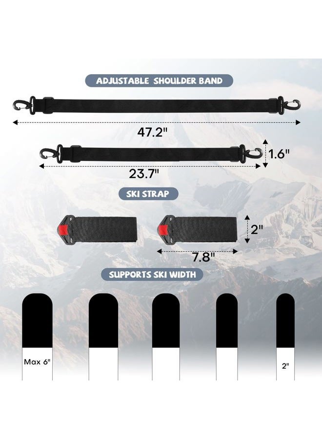 YEESOOM Ski Strap and Pole Carrier 2 Pack, Ski Carrier Straps, Poles and Boot Skis Straps, Avoid The Struggle and Effortlessly Transport Your Ski Gear, Features Shoulder Sling, Black - Image 2