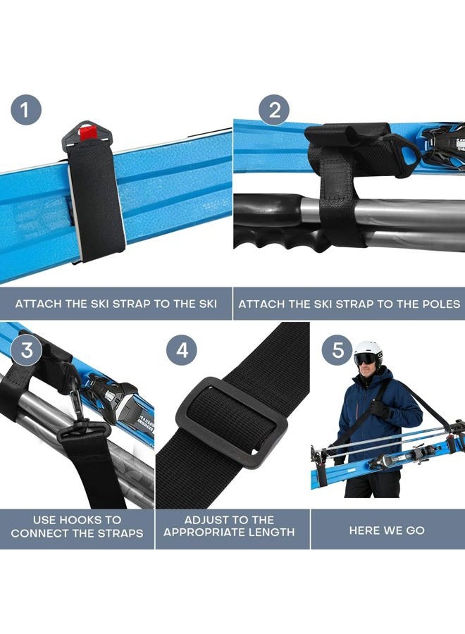 YEESOOM Ski Strap and Pole Carrier 2 Pack, Ski Carrier Straps, Poles and Boot Skis Straps, Avoid The Struggle and Effortlessly Transport Your Ski Gear, Features Shoulder Sling, Black - Image 4